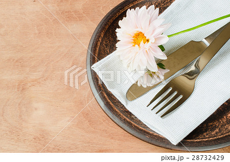 Spring Rustic Table Setting With Fresh Flower. 28732429