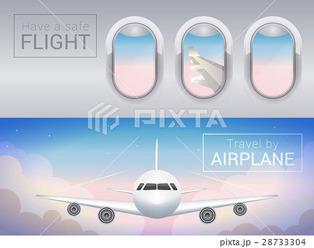 airplane window, the tourist banner. Airplane in 28733304