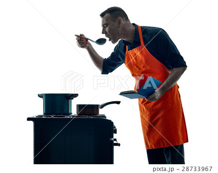 man cooking chef silhouette isolated man cooking chef silhouette isolated 28733967