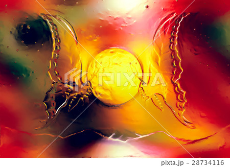 flying butterfly and moon. Painting with graphic 28734116