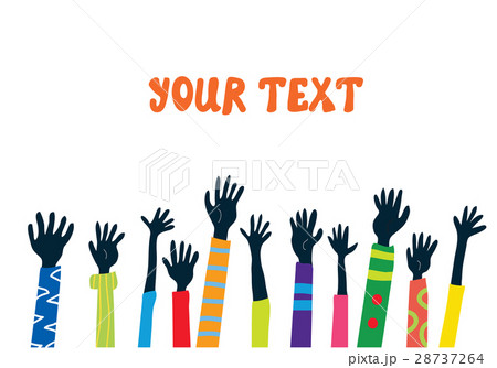 Hands up banner with many people Hands up banner with many people 28737264