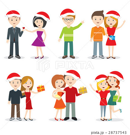 Christmas Celebrating Characters flat Design Christmas Celebrating Characters flat Design 28737543