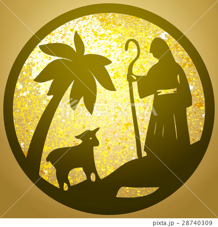 Shepherd and Sheep silhouette icon vector  28740309