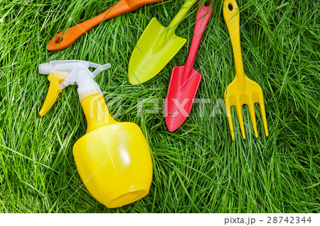 Gardening tools on grass 28742344