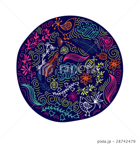 A bright circle with a summer ornament. Flowers A bright circle with a summer ornament. Flowers 28742479