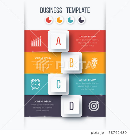 Infographics template four options with square 28742480