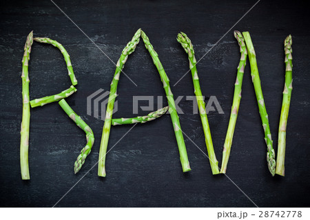 Word Raw made of asparagus vegetables 28742778