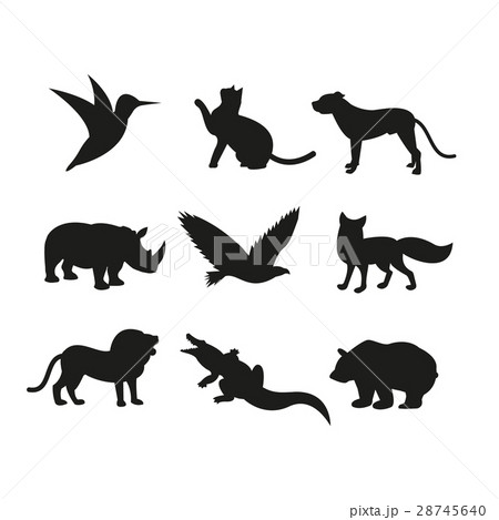 Wild animals jungle pets logo silhouette of Wild animals jungle pets logo silhouette of 28745640