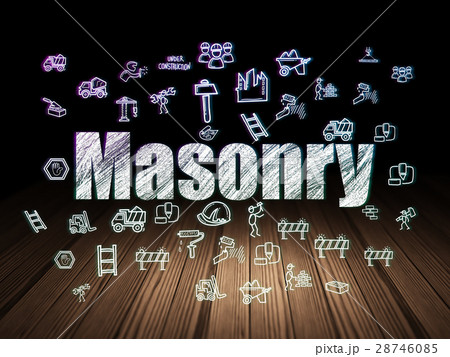 Construction concept: Masonry in grunge dark room 28746085