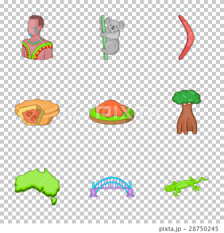 Australia tourism icons set, cartoon style 28750245