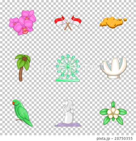 Singapore travel icons set, cartoon style 28750355
