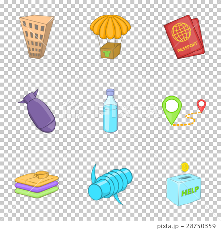 Refugee icons set, cartoon style 28750359