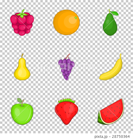Colored fruit icons set, cartoon style Colored fruit icons set, cartoon style 28750364