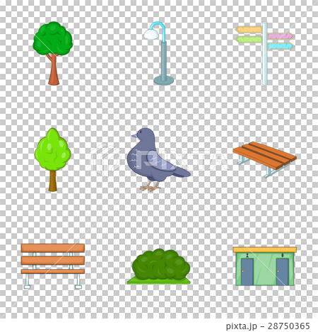 Urban outdoor decor icons set, cartoon style 28750365