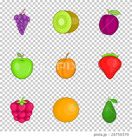 Fruit and berry icons set, cartoon style Fruit and berry icons set, cartoon style 28750370