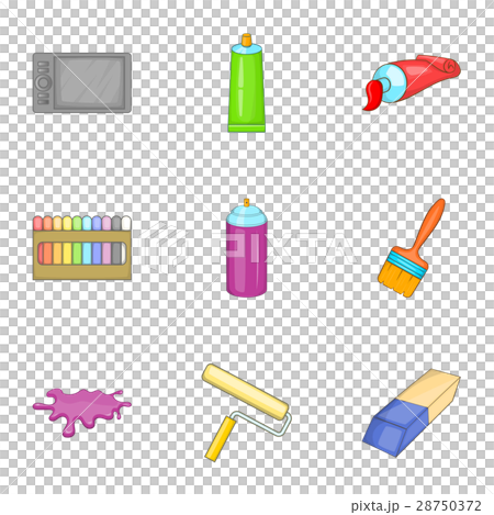 Drawing and painting tool icons set, cartoon style Drawing and painting tool icons set, cartoon style 28750372