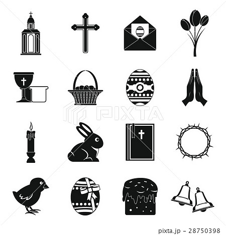 Easter items icons set, simple style Easter items icons set, simple style 28750398