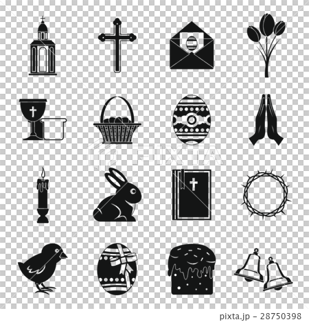 Easter items icons set, simple style Easter items icons set, simple style 28750398
