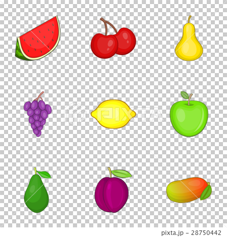 Different kinds of fruit icons set, cartoon style Different kinds of fruit icons set, cartoon style 28750442