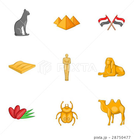 Ancient Egyptian symbol icons set, cartoon style 28750477