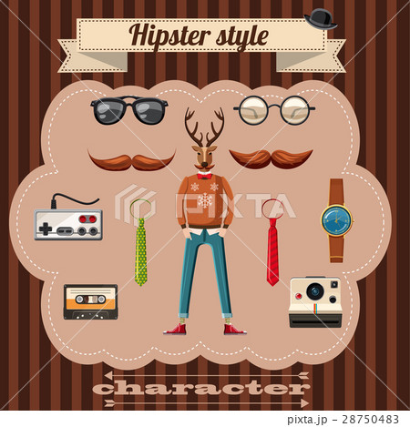 Hipster style attributes concept, cartoon style 28750483