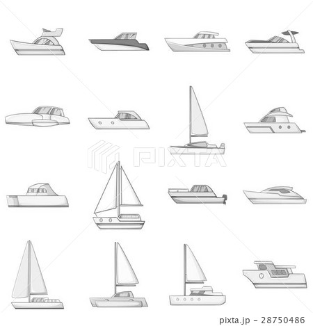 Yachts Icons Set Monochrome Styleのイラスト素材