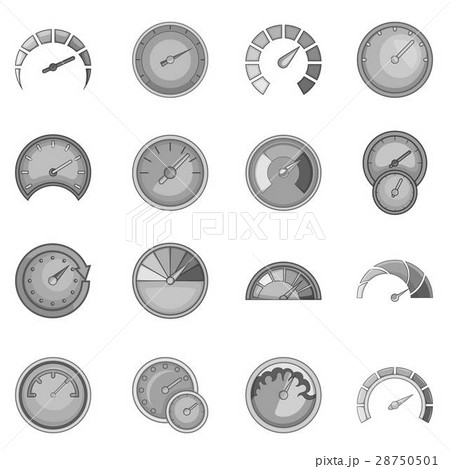 Speedometer icons set, monochrome style Speedometer icons set, monochrome style 28750501