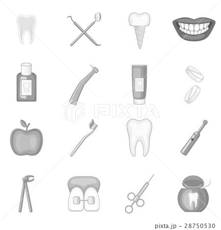 Dentist icons set, monochrome style Dentist icons set, monochrome style 28750530