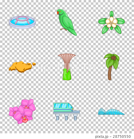 Singapore national cultural symbols icons set 28750550