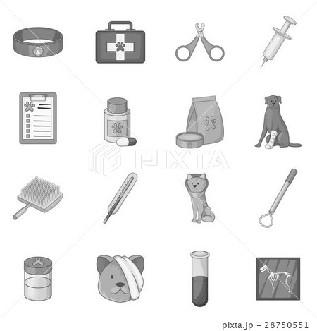 Veterinary clinic icons set, monochrome style 28750551