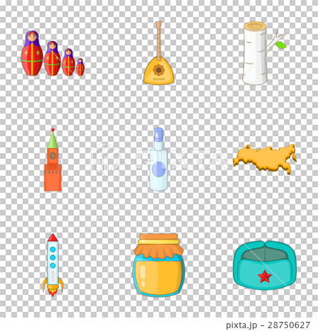 Symbols of Russia icons set, cartoon style 28750627