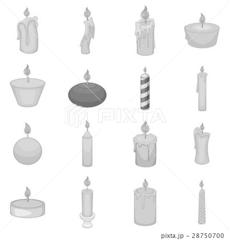 Different candle icons set, monochrome style 28750700