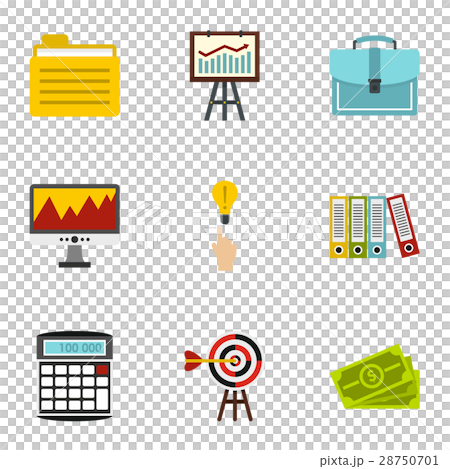 Business icons set, flat style 28750701