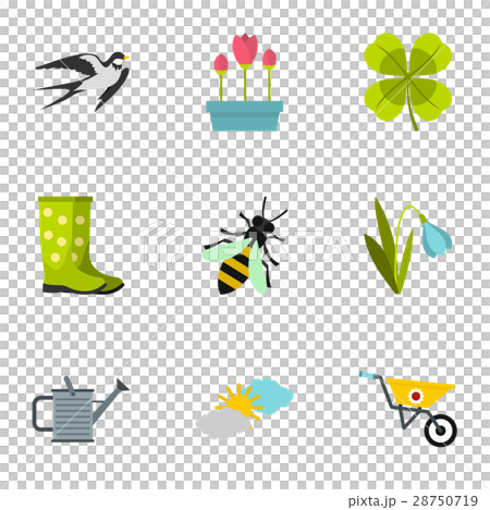 Tending garden icons set, flat style 28750719