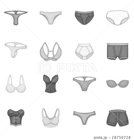Underwear icons set, monochrome style Underwear icons set, monochrome style 28750728