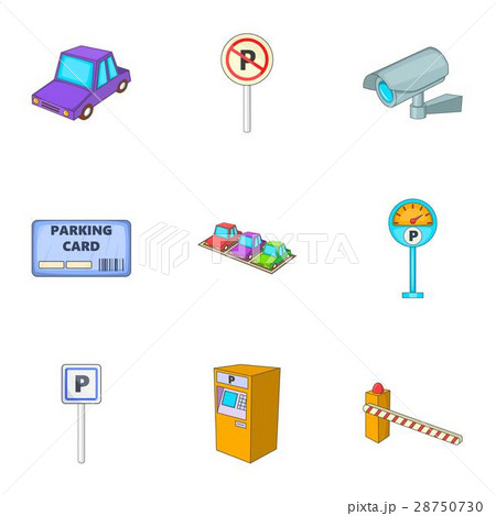 Car accommodation icons set, cartoon style 28750730