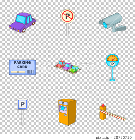 Car accommodation icons set, cartoon style 28750730