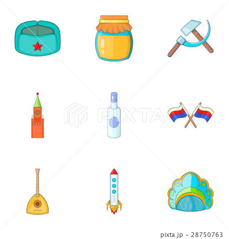 Travel to Russia icons set, cartoon style Travel to Russia icons set, cartoon style 28750763
