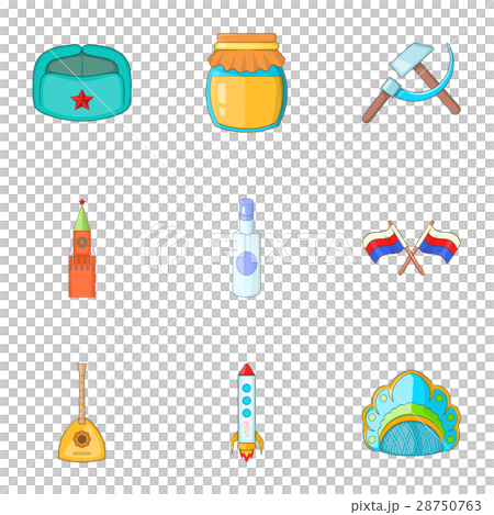 Travel to Russia icons set, cartoon style Travel to Russia icons set, cartoon style 28750763