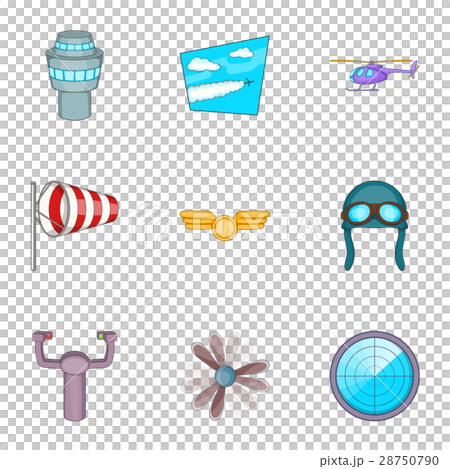Airport icons set, cartoon style 28750790
