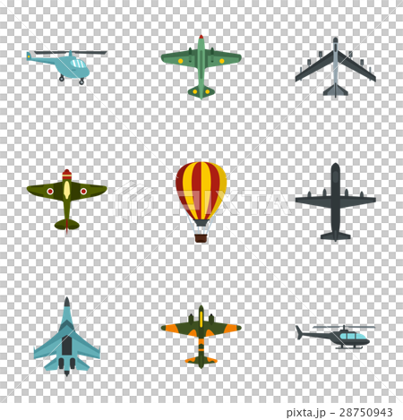 Military aircraft icons set, flat style - Stock Illustration [28750943 ...