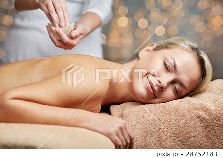 close up of woman lying and having massage in spa close up of woman lying and having massage in spa 28752183