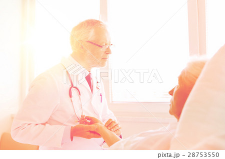 doctor checking senior woman pulse at hospital doctor checking senior woman pulse at hospital 28753550