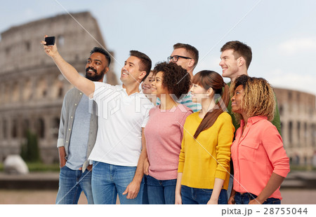 group of people taking selfie by smartphone group of people taking selfie by smartphone 28755044