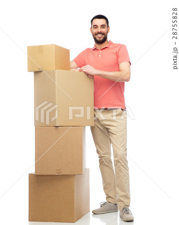 happy man with cardboard boxes 28755828
