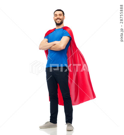 happy man in red superhero cape happy man in red superhero cape 28755888