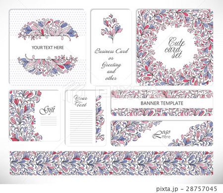 Set of creative universal floral cards. Set of creative universal floral cards. 28757045