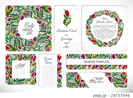 Set of creative universal floral cards. Set of creative universal floral cards. 28757046