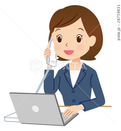 スーツの女性　パソコン　電話 28759831