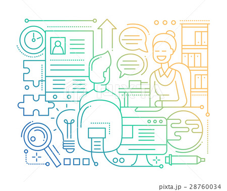 Job Interview - line design composition - color 28760034